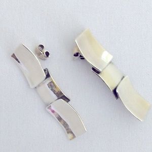 Vintage ArtDeco Sterling Silver Earrings, 925 Mexico